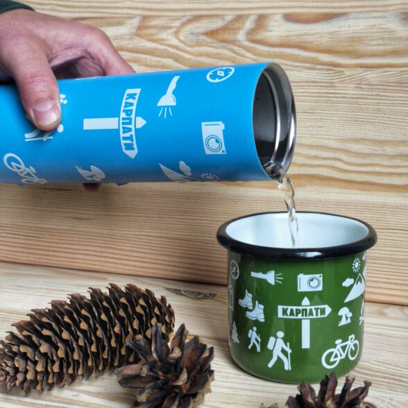 Термос металевий “Тиждень в Карпатах” блакитний