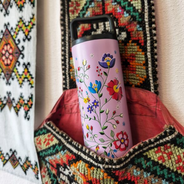Термос металевий “Квіти Опілля” бузковий