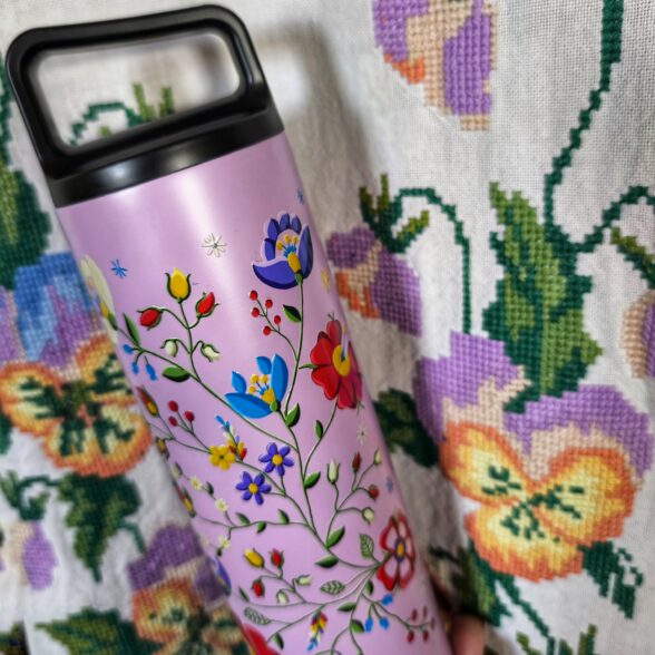 Термос металевий “Квіти Опілля” бузковий