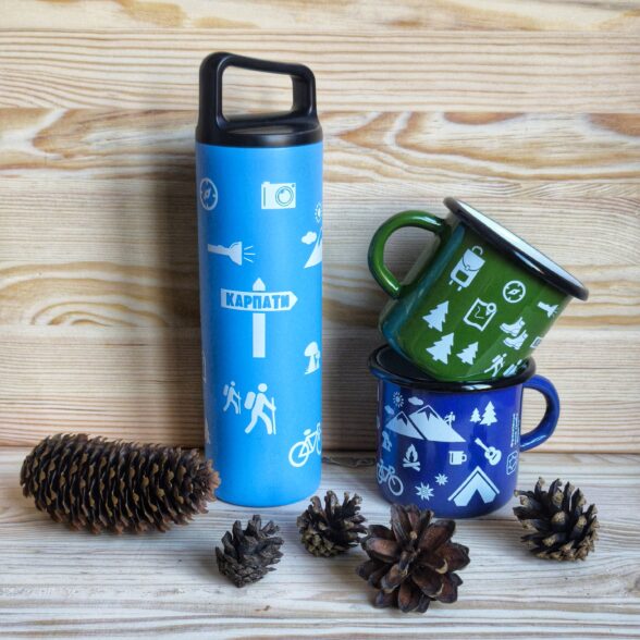 Термос металевий “Тиждень в Карпатах” блакитний