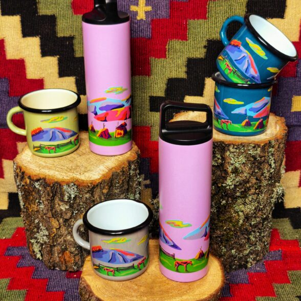 Горнятко металеве “Б’ютіфул Карпати” аквамаринове