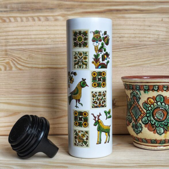 Термос металевий “Косівська кераміка” білий