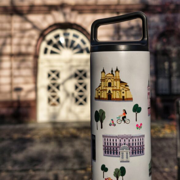 Термос металевий “Місто” білий