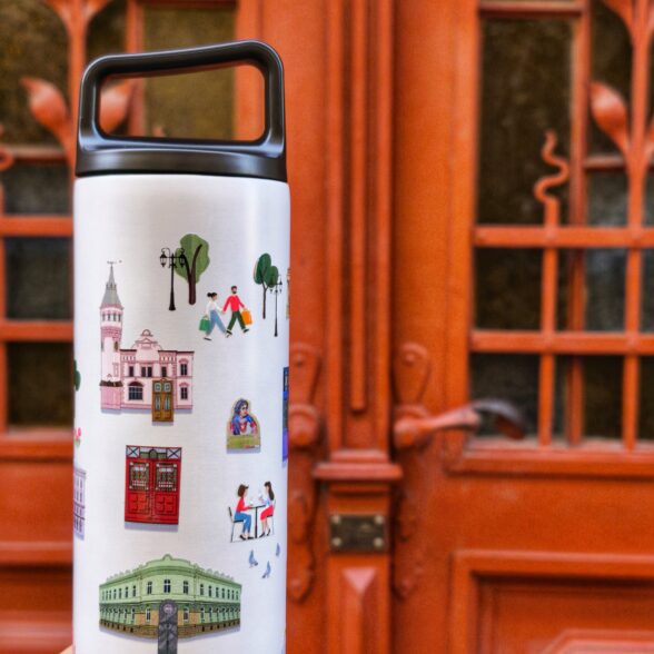 Термос металевий “Місто” білий