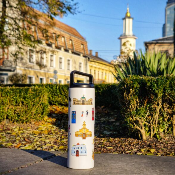 Термос металевий “Місто” білий