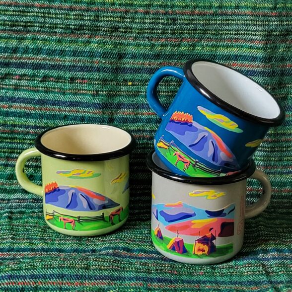 Горнятко металеве “Б’ютіфул Карпати” аквамаринове