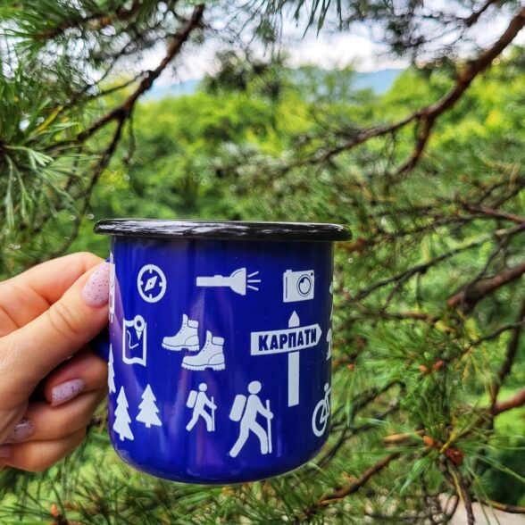 Горнятко металеве “Тиждень у Карпатах” синє