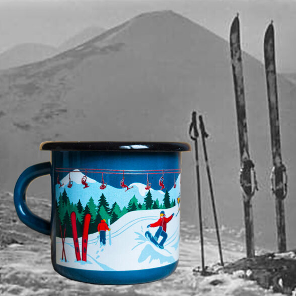 Горнятко металеве “Зимові Карпати” аквамаринове