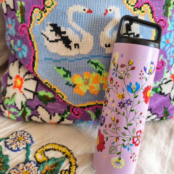 Термос металевий “Квіти Опілля” бузковий