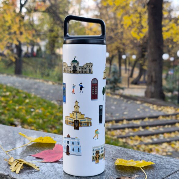 Термос металевий “Місто” білий