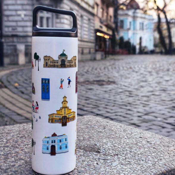 Термос металевий “Місто” білий