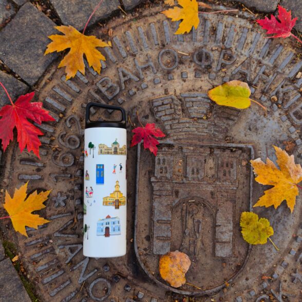 Термос металевий “Місто” білий