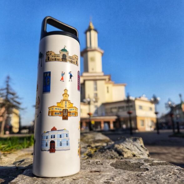 Термос металевий “Місто” білий