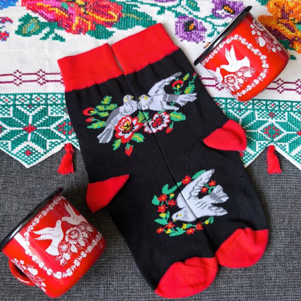 Горнятко металеве “Голуби” бордове