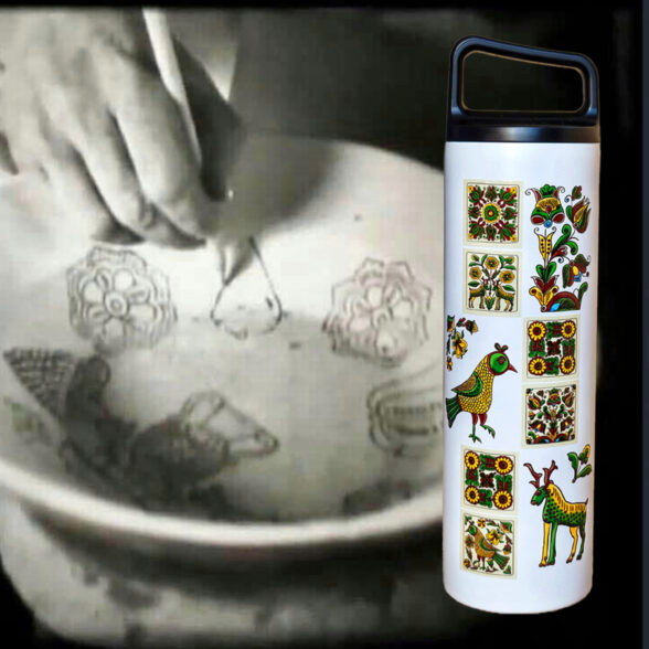 Термос металевий “Косівська кераміка” білий