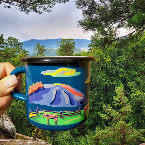 Горнятко металеве “Б’ютіфул Карпати” аквамаринове