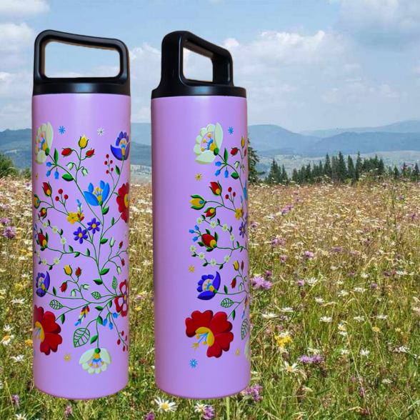 Термос металевий “Квіти Опілля” бузковий