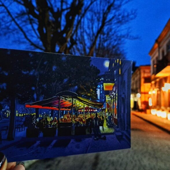 Листівка “Нічне кафе в старому місті”