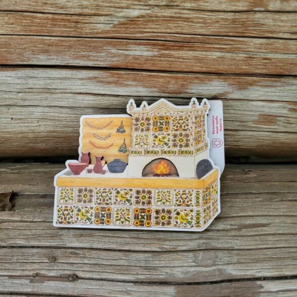 Магніт дерев’яний “Піч гуцульська кахельна”