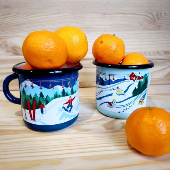 Горнятко металеве “Зимові Карпати” блакитне