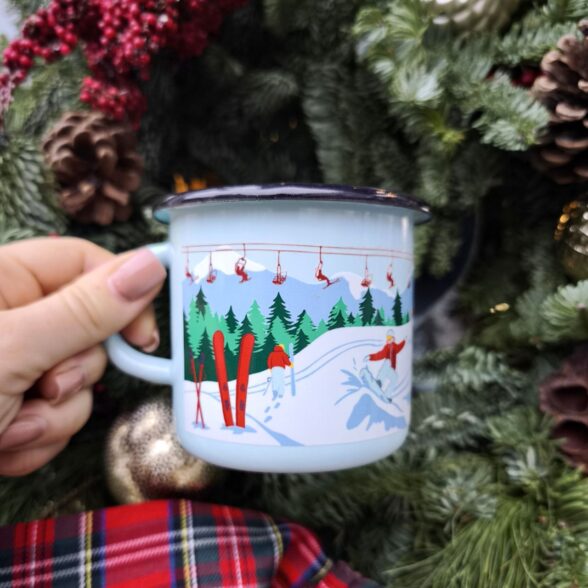 Горнятко металеве “Зимові Карпати” блакитне