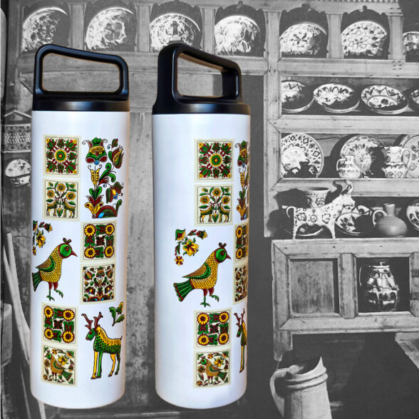 Термос металевий “Косівська кераміка” білий