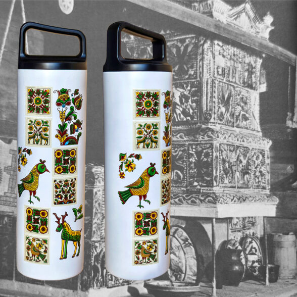 Термос металевий “Косівська кераміка” білий