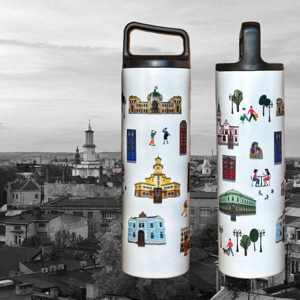 Термос металевий “Місто” білий