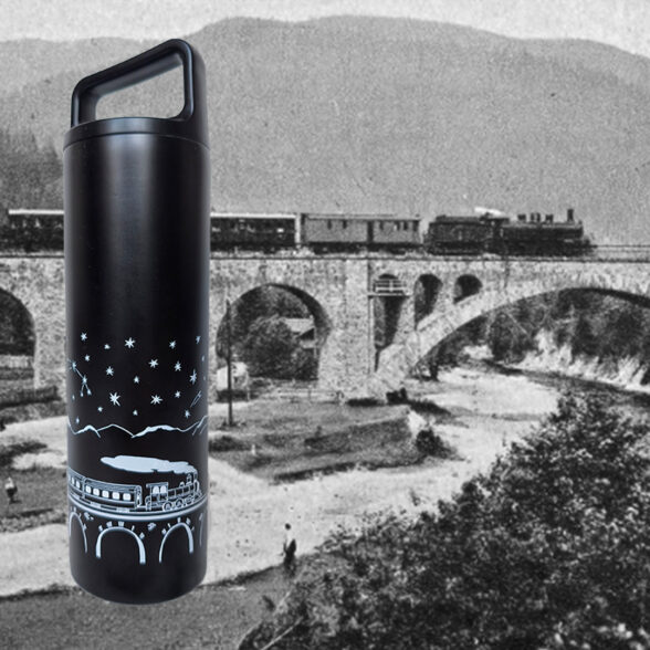 Термос металевий “Віадук у Ворохті” чорний