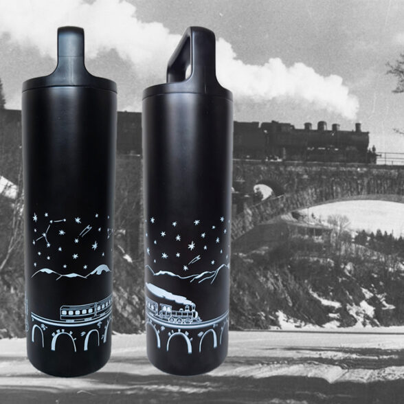 Термос металевий “Віадук у Ворохті” чорний