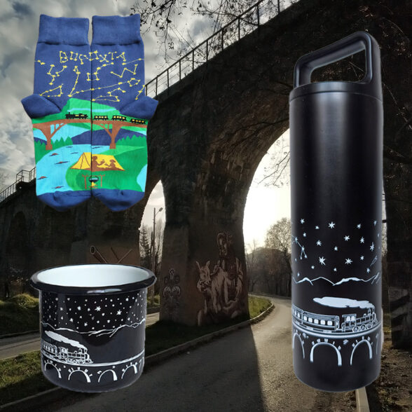 Термос металевий “Віадук у Ворохті” чорний