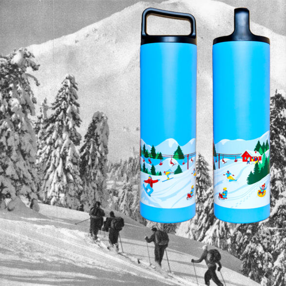 Термос металевий “Зимові Карпати” блакитний