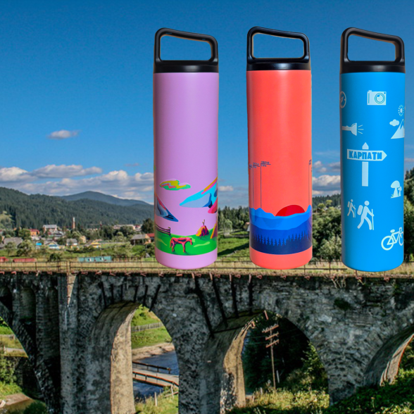 Термос металевий “Вершини” помаранчевий