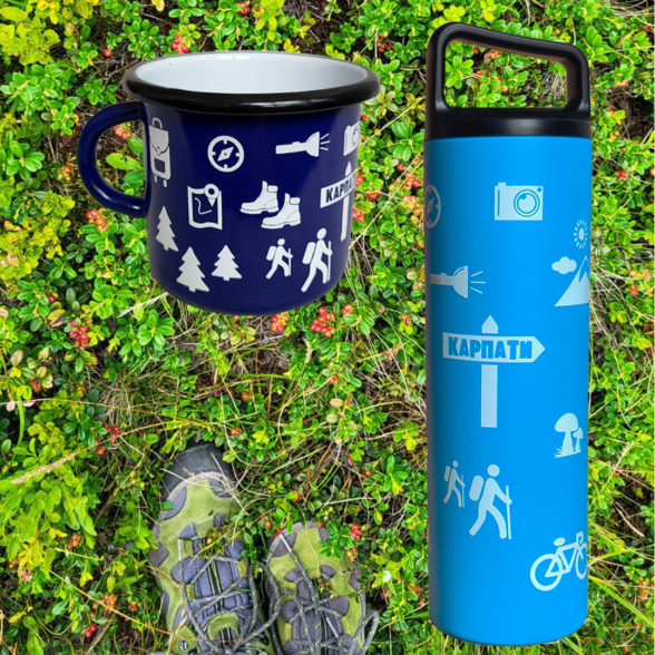 Термос металевий “Тиждень в Карпатах” блакитний