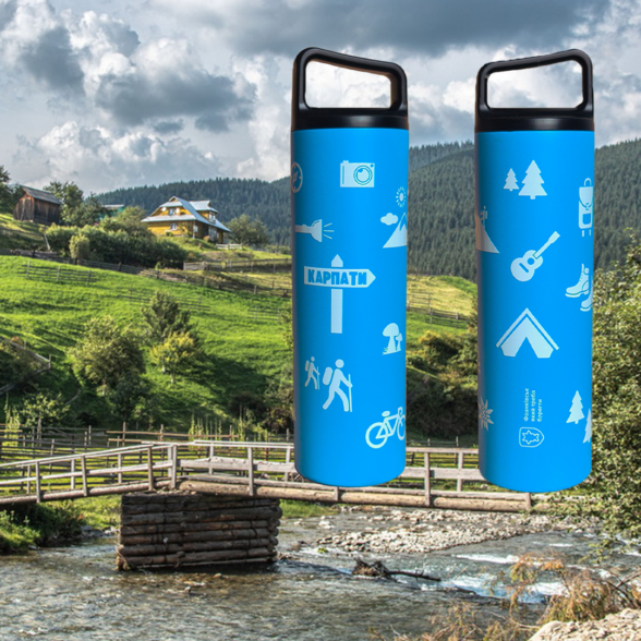 Термос металевий “Тиждень в Карпатах” блакитний