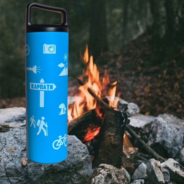 Термос металевий “Тиждень в Карпатах” блакитний