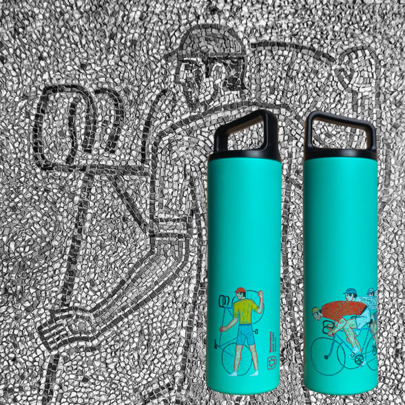 Термос металевий “Велосипедисти” м’ятний