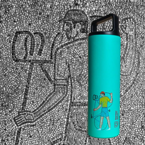 Термос металевий “Велосипедисти” м’ятний