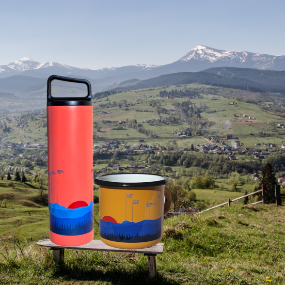 Термос металевий “Вершини” помаранчевий