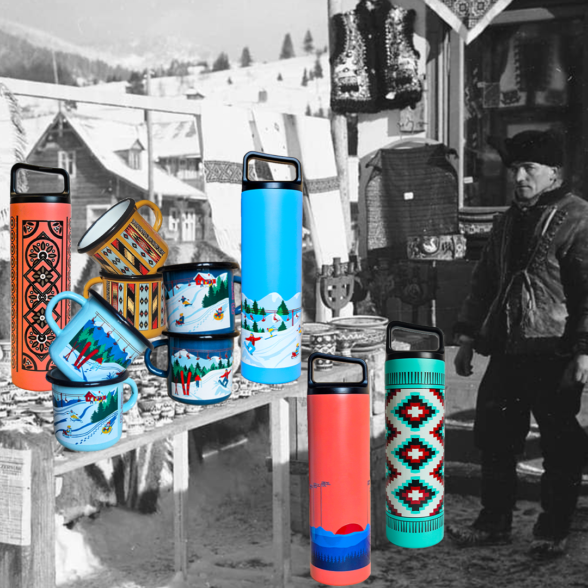 Горнятко металеве “Зимові Карпати” блакитне