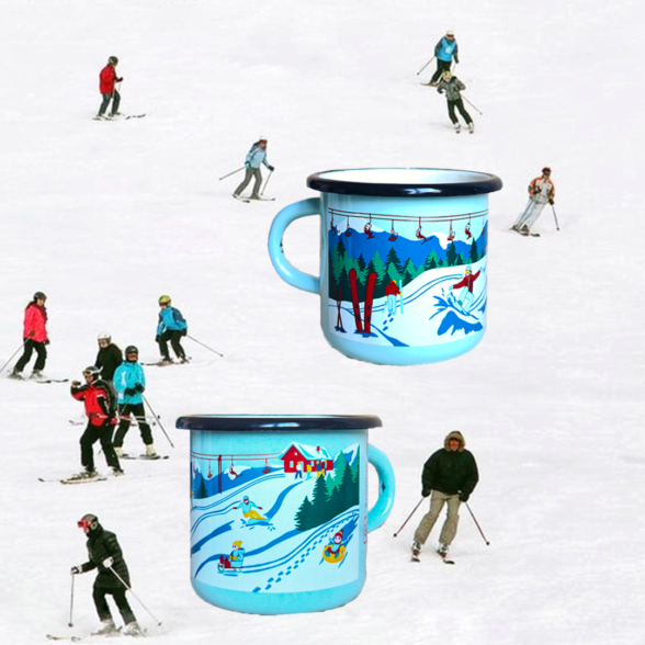 Горнятко металеве “Зимові Карпати” блакитне