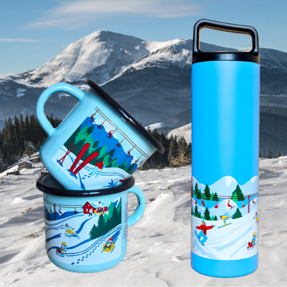 Горнятко металеве “Зимові Карпати” блакитне