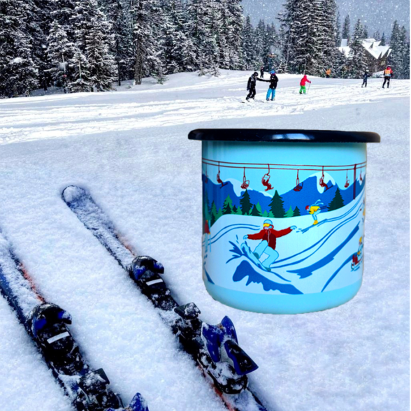 Горнятко металеве “Зимові Карпати” блакитне