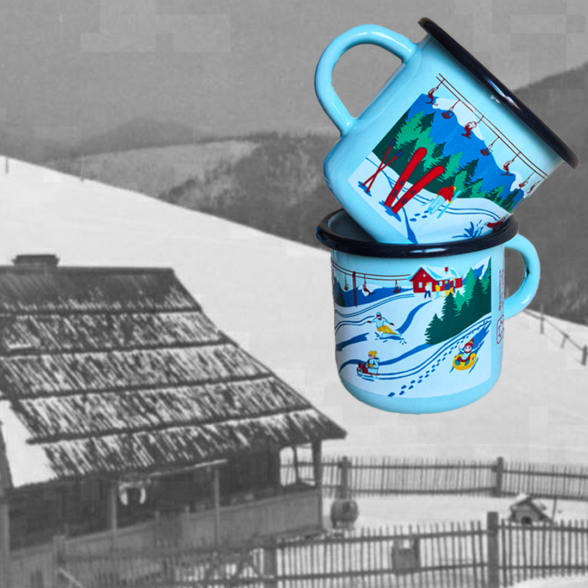 Горнятко металеве “Зимові Карпати” блакитне