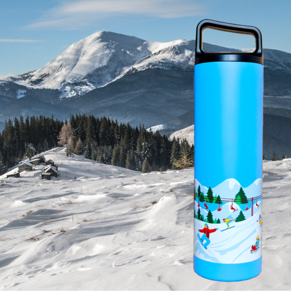 Термос металевий “Зимові Карпати” блакитний