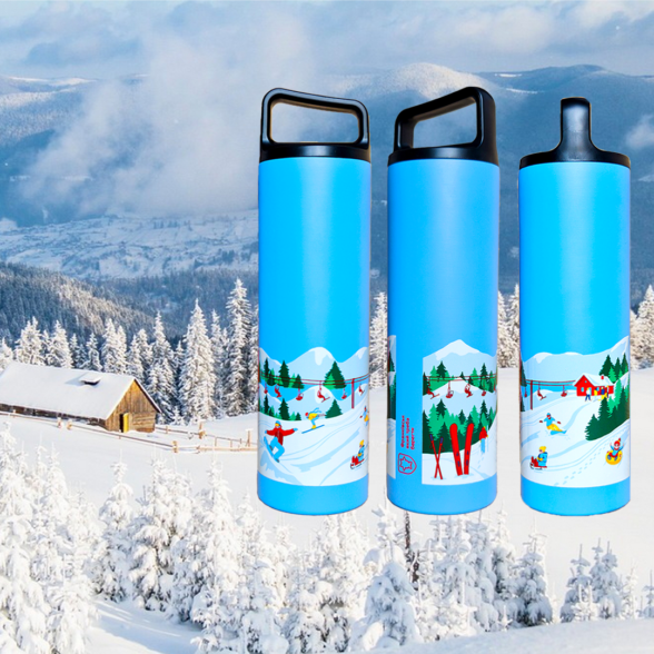 Термос металевий “Зимові Карпати” блакитний