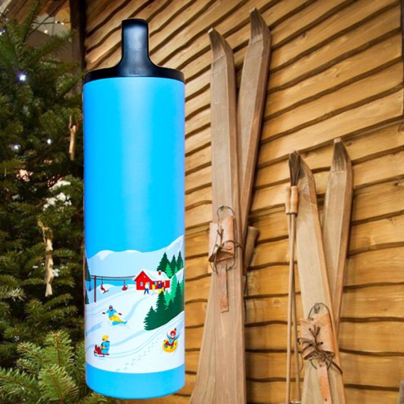 Термос металевий “Зимові Карпати” блакитний